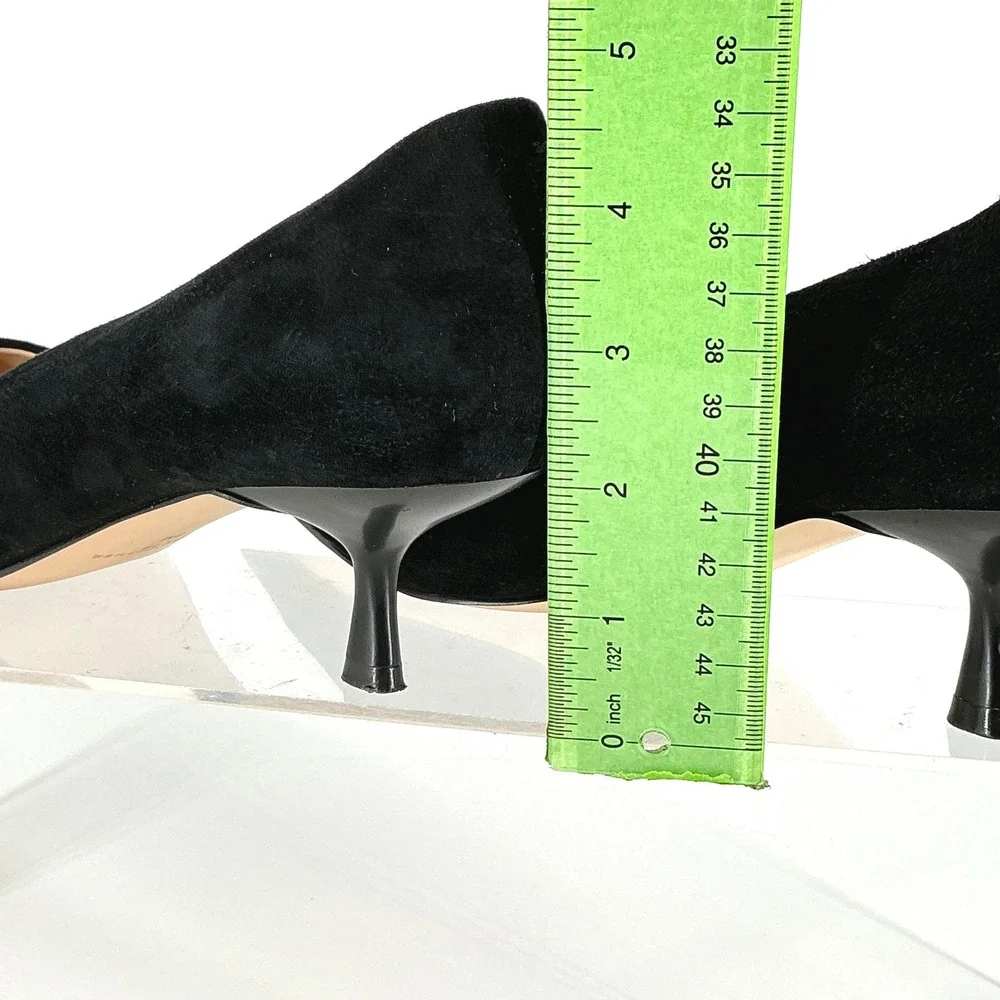 Marc Fisher LTD Size 8 Black Suede Pointed Toe Kitten Heel Pumps Womens - Picture 7 of 11